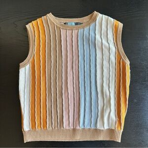 Eva Franco Striped Ribbed Knit Sweater Vest Size S